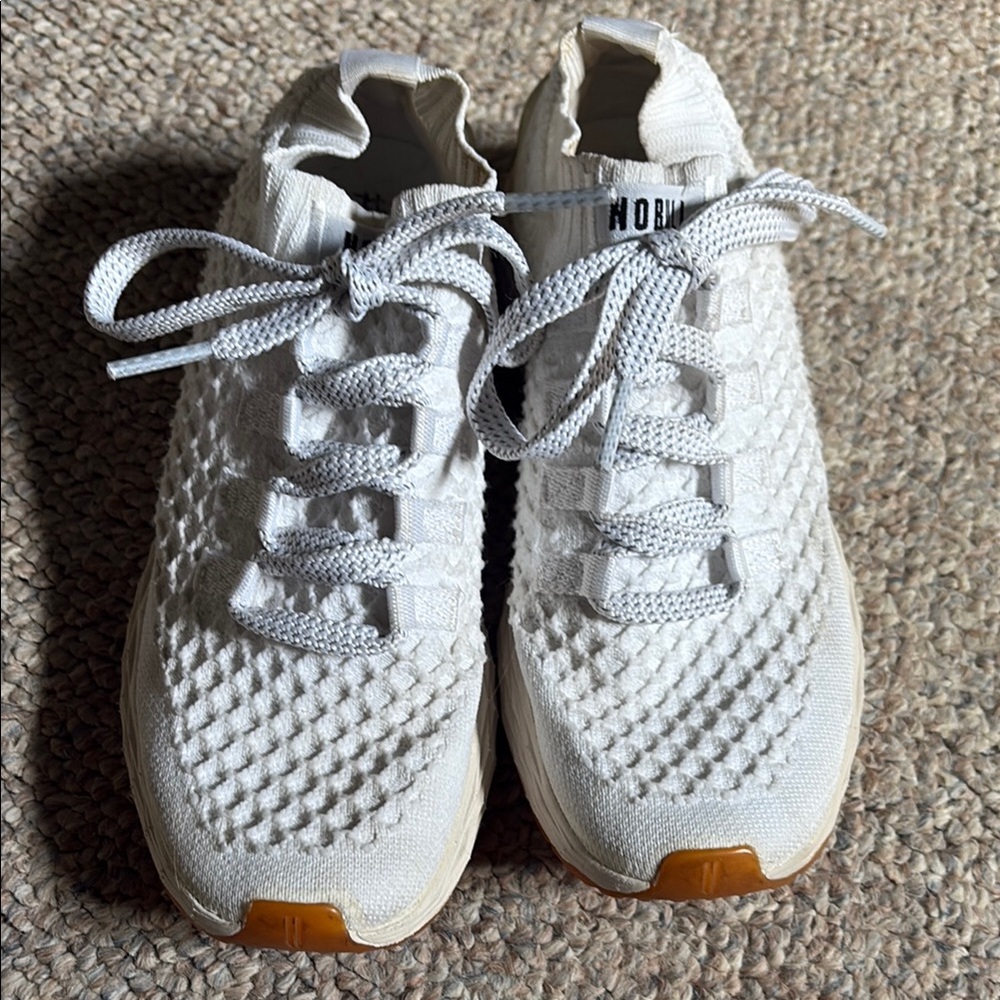 White Knit Sneakers with Textured Design